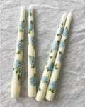 Blue Combo - Hand Painted Pair of Candles Hydrangea - Sweet Pea And Whimsy
