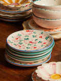 Floral Combo - Hand Painted Ceramic Cake Plate  - RicebyRice