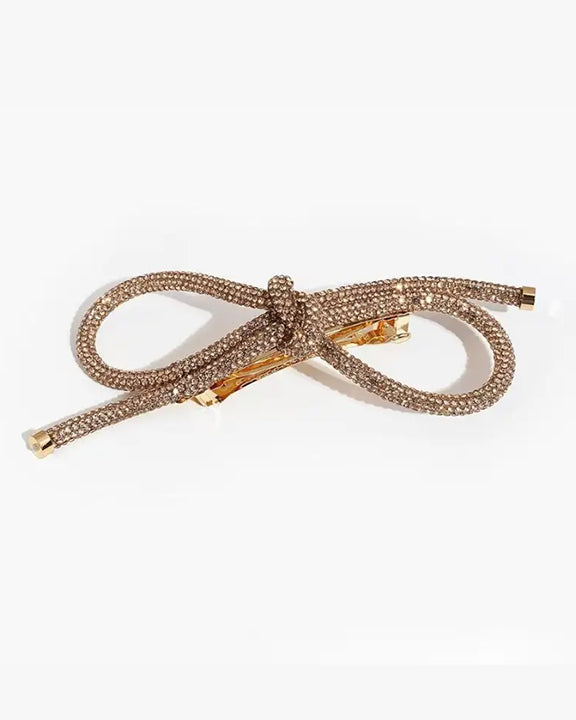 Gold - Sparkling Bow Barette - LadyJuneAccessories