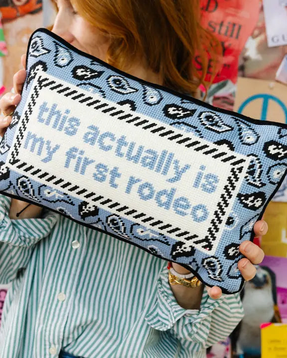 Light Blue Combo - First Rodeo Needlepoint Pillow - Furbish