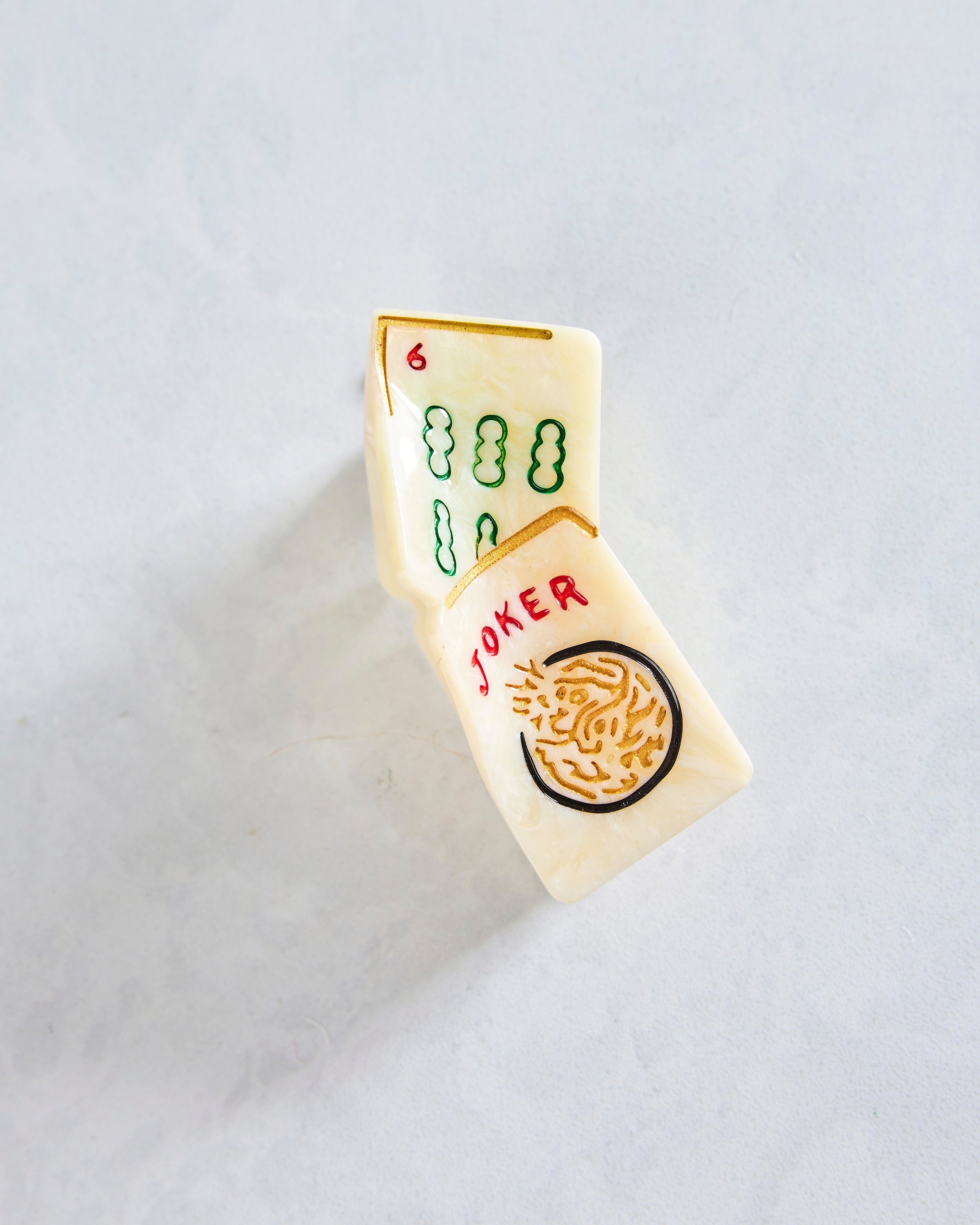Ivory - Hand Painted Mini Mahjong Clip - Solar Eclipse