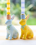 Multi - Hand Painted Ceramic Bunnies Candle - Talking Tables USA