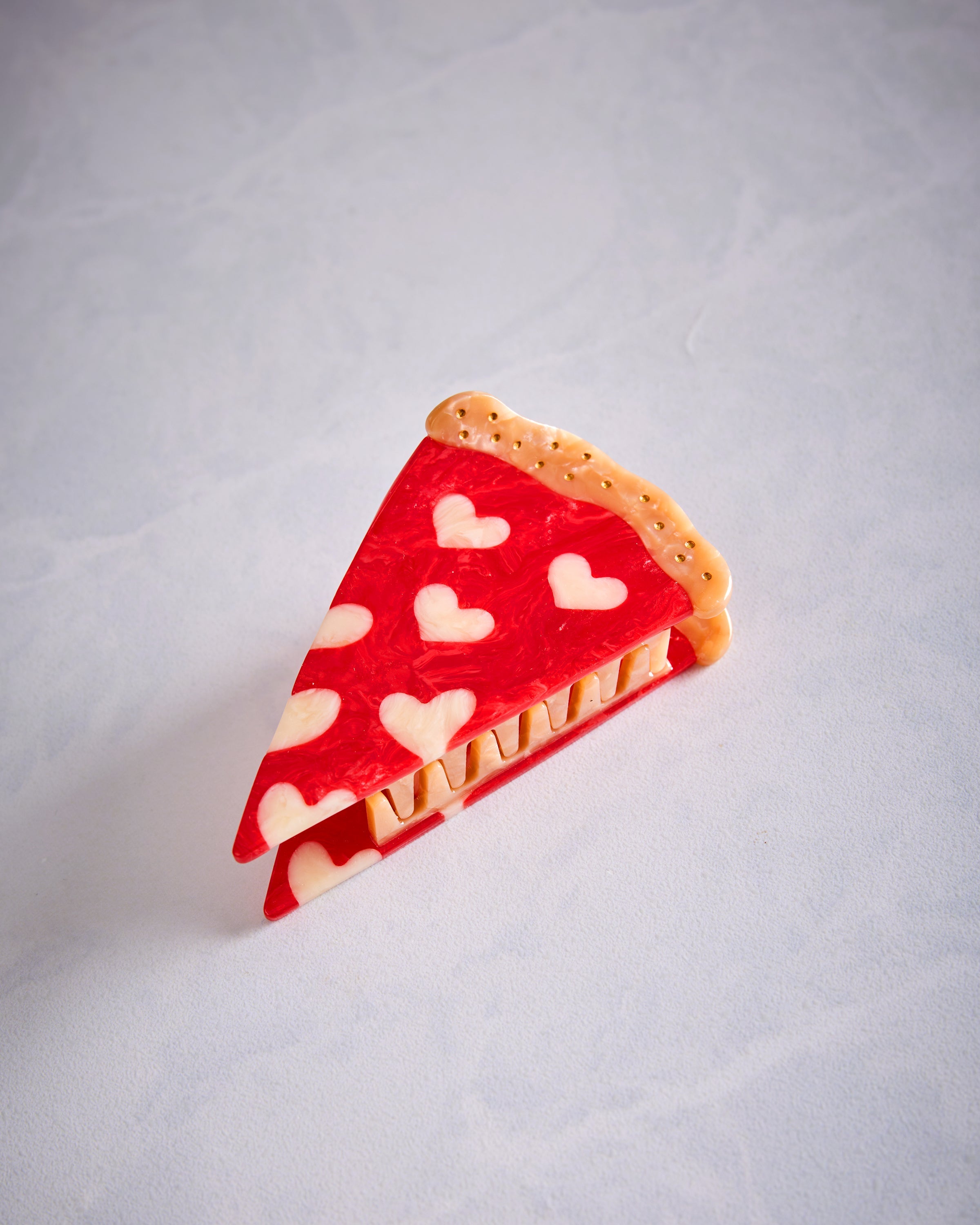 Red Heart Combo - Hand Painted Pizza Claw Hair Clip - Solar Eclipse
