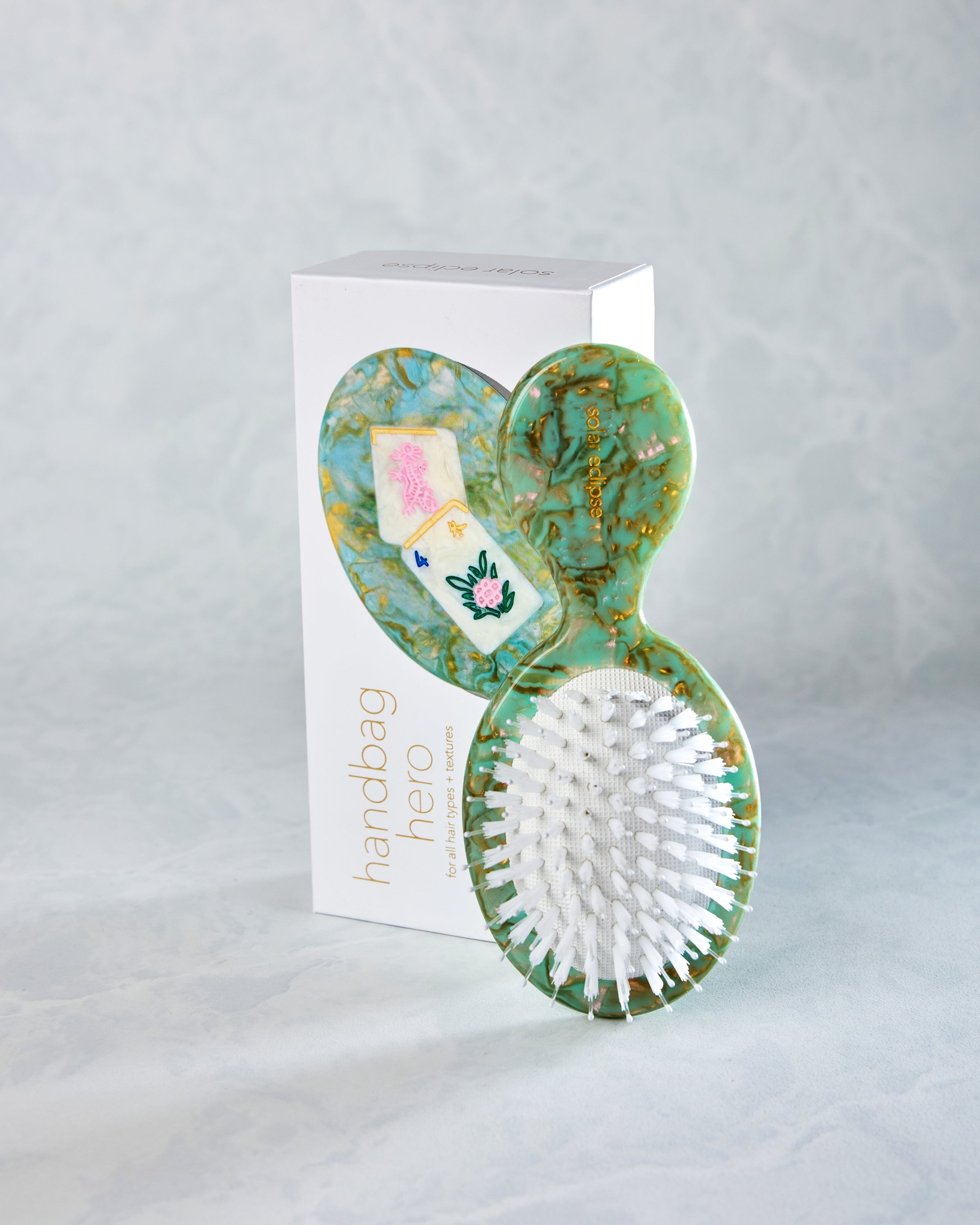 Seafoam Combo - Hand Painted Flower Mahjong Handbag Hero Brush - Solar Eclipse