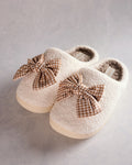 Maple Gingham - Fuzzy Bow Slippers - The Darling Effect