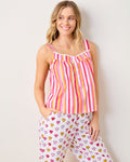 Candy Hearts Stripe - Back To Bed Cropped Pant Set - Candy Cloud