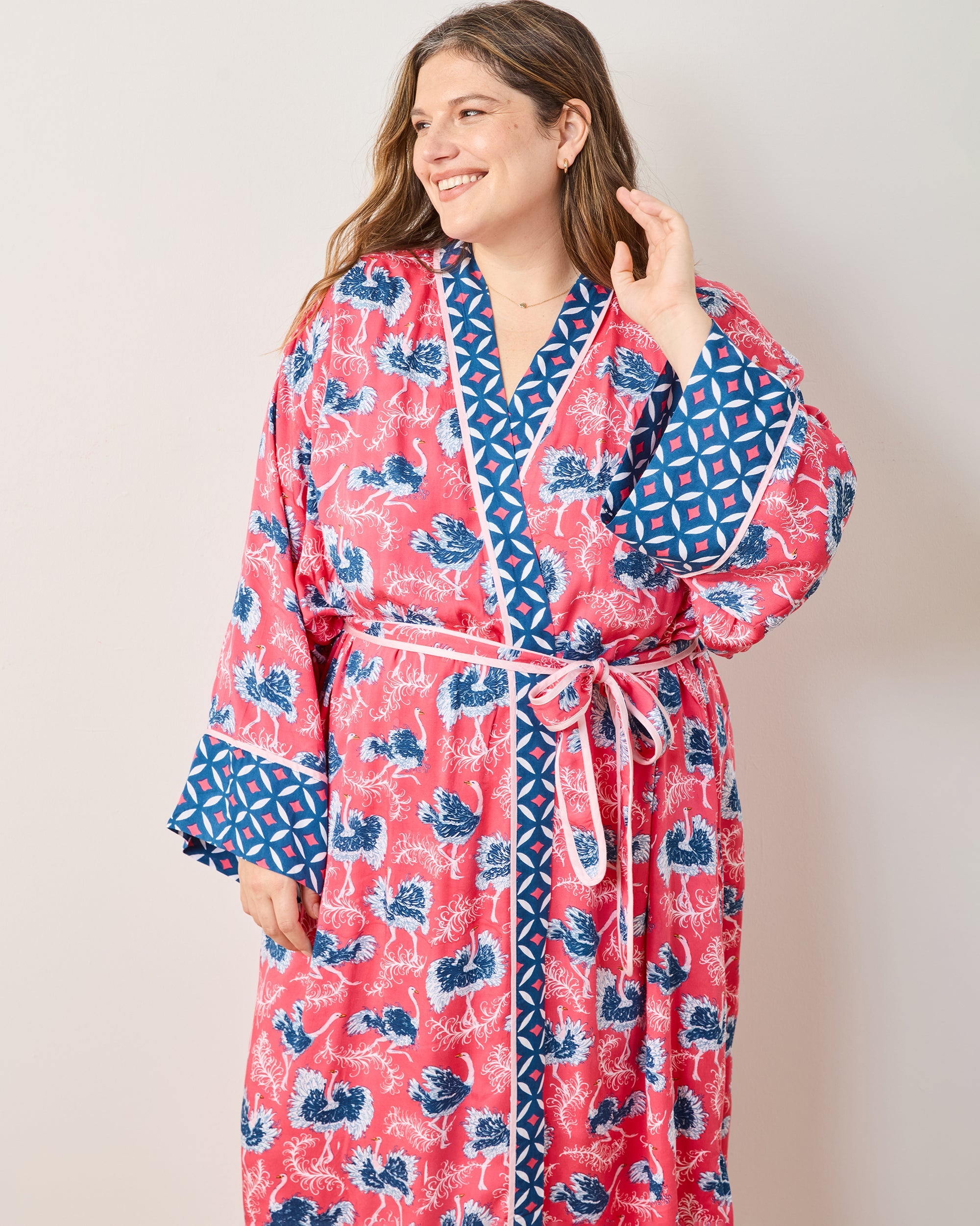 Ostrich Dance - Eco Satin Robe - Fancy Pink