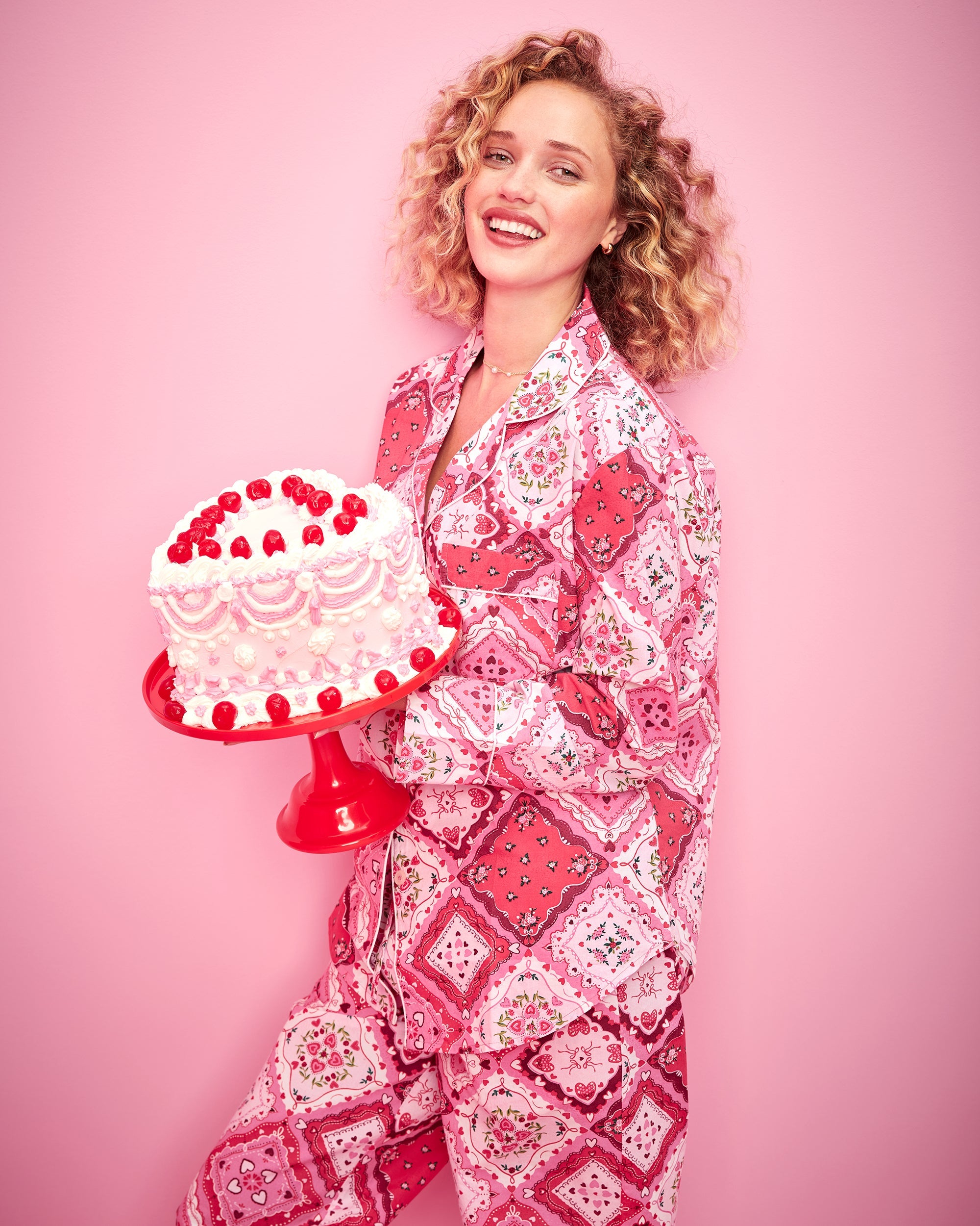Vintage Valentine - Long PJ Set - Mailbox Pink