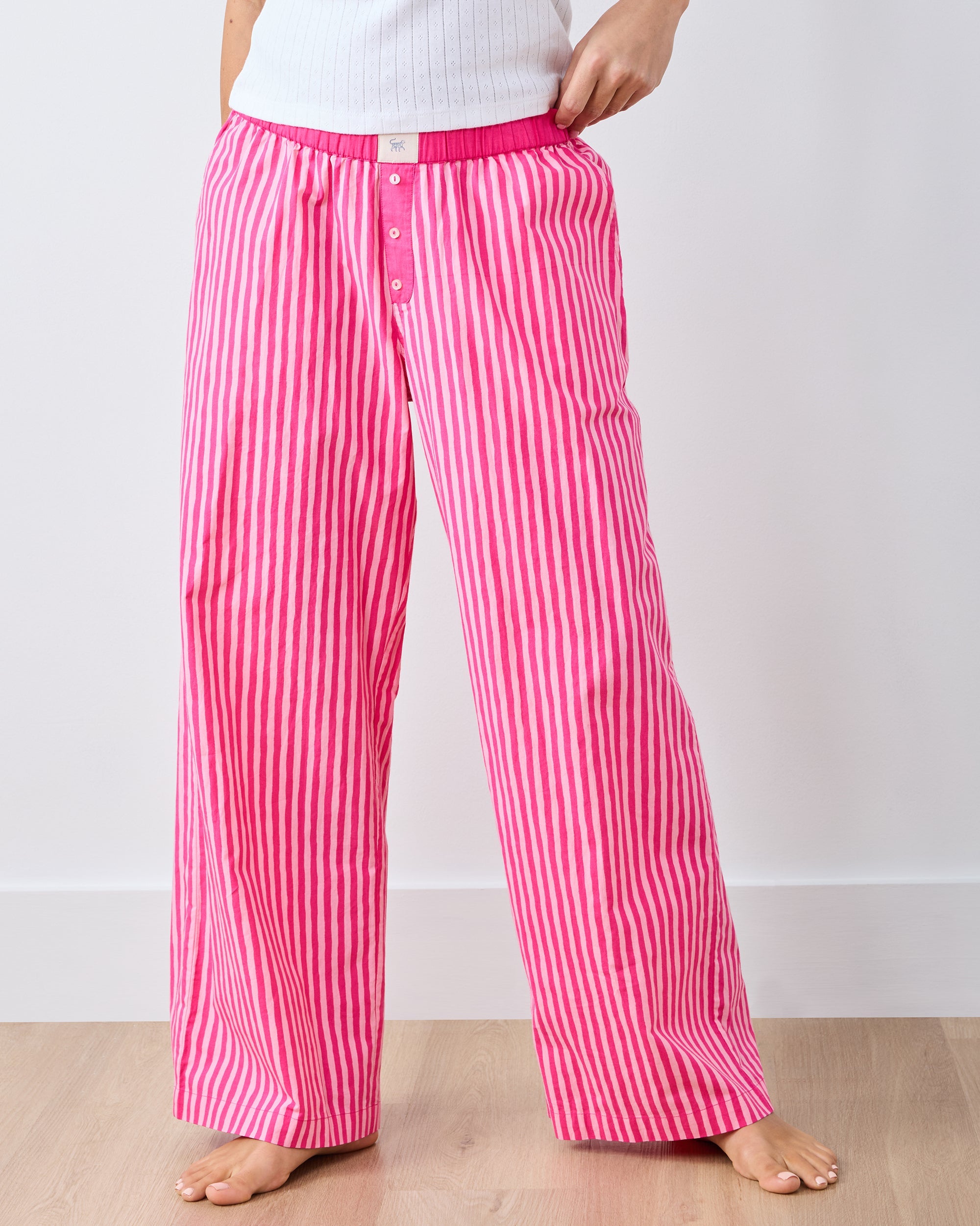 Pink Stripe - Nola PJ Pants - Hot Pink