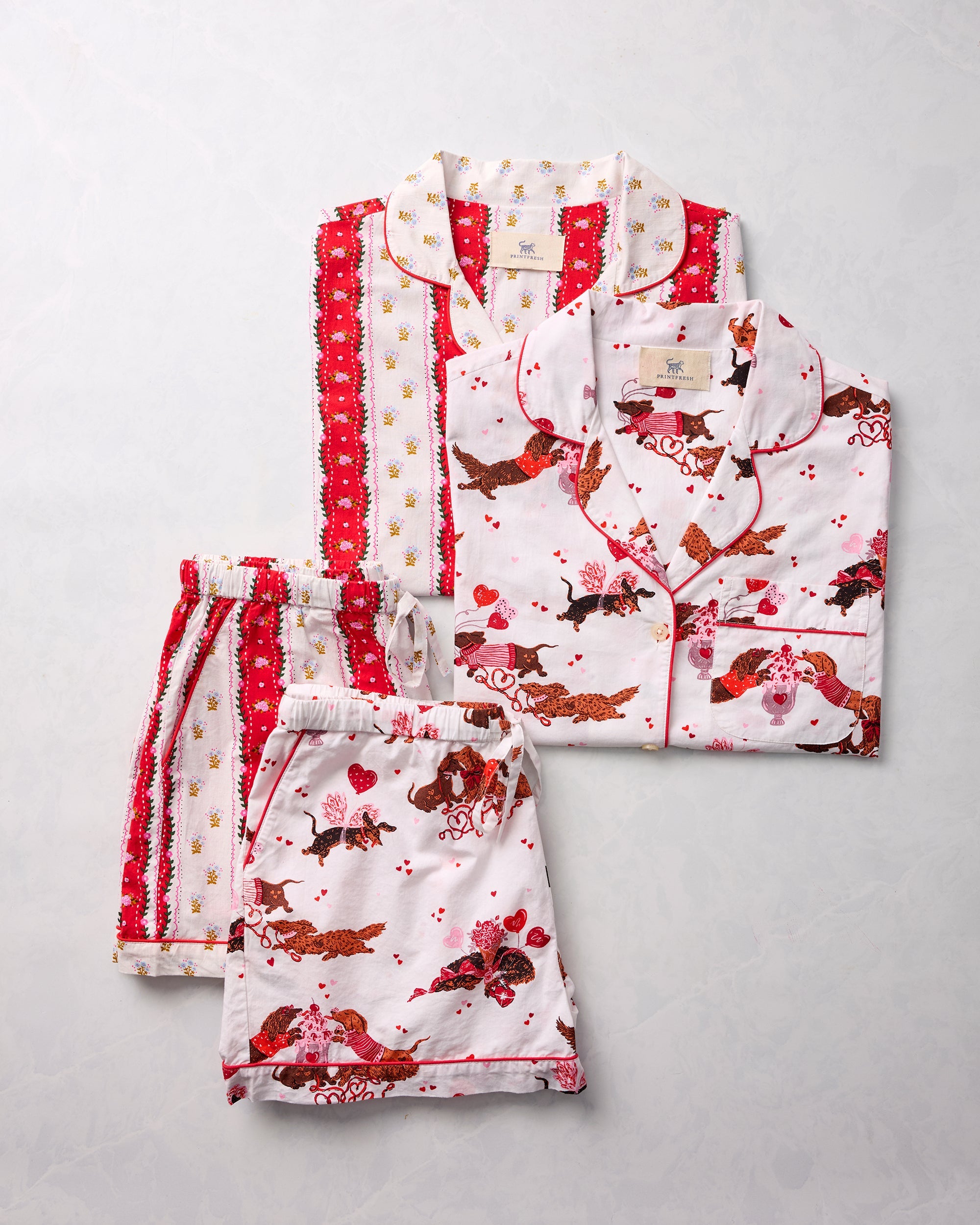 Sweetheart Stripes & Dachshund Date - Short PJ Set Bundle - Multi