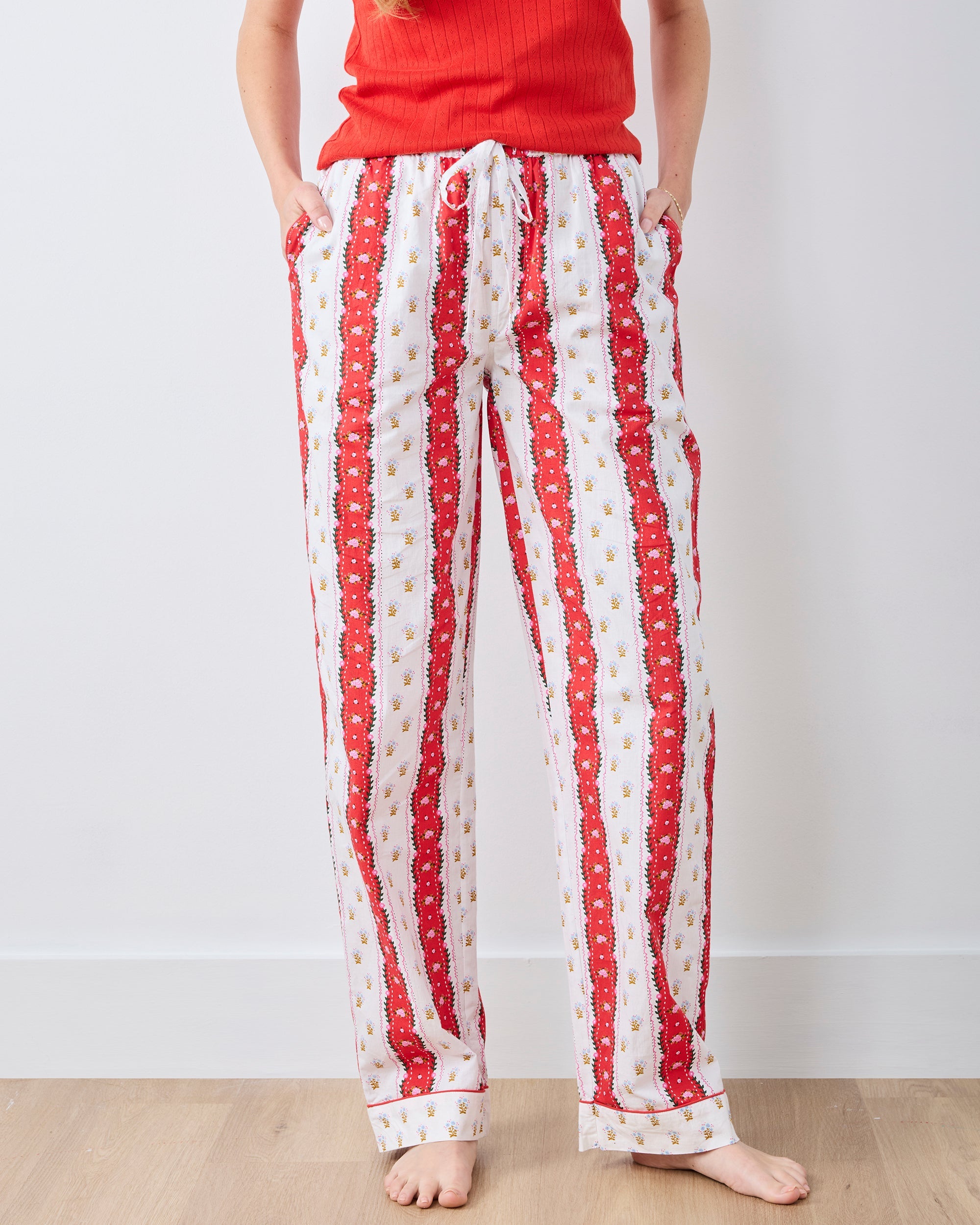 Sweetheart Stripes - PJ Pants - Cherry Cola
