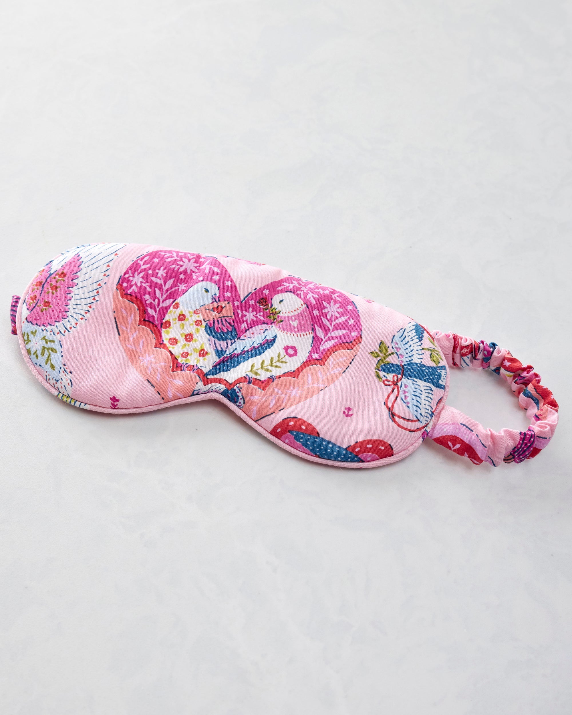 Swooning Sparrows - Eco Satin Eye Mask - Pink Petal
