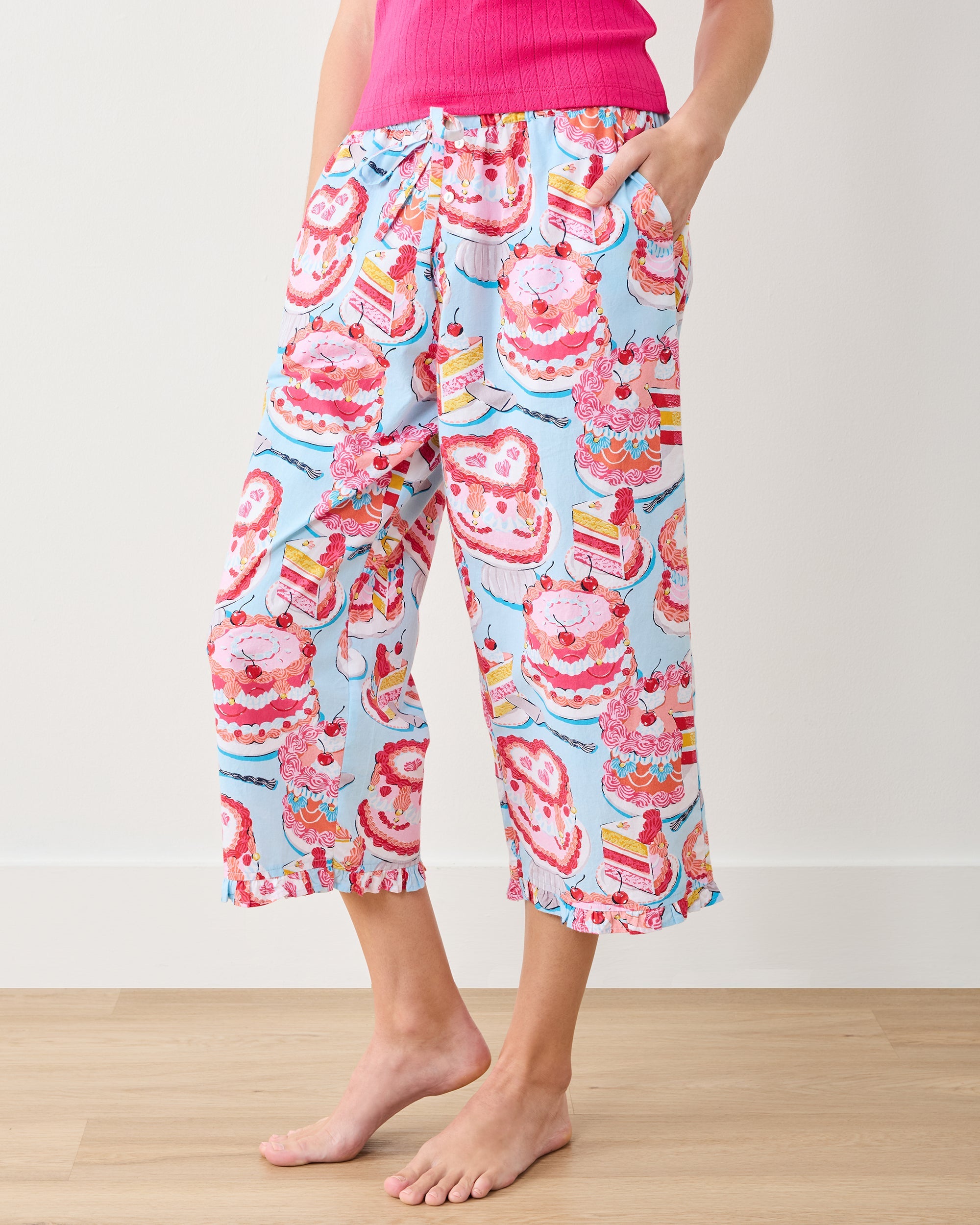 Vintage Cakes - Ruffle Cropped Pants - Blue Buttercream