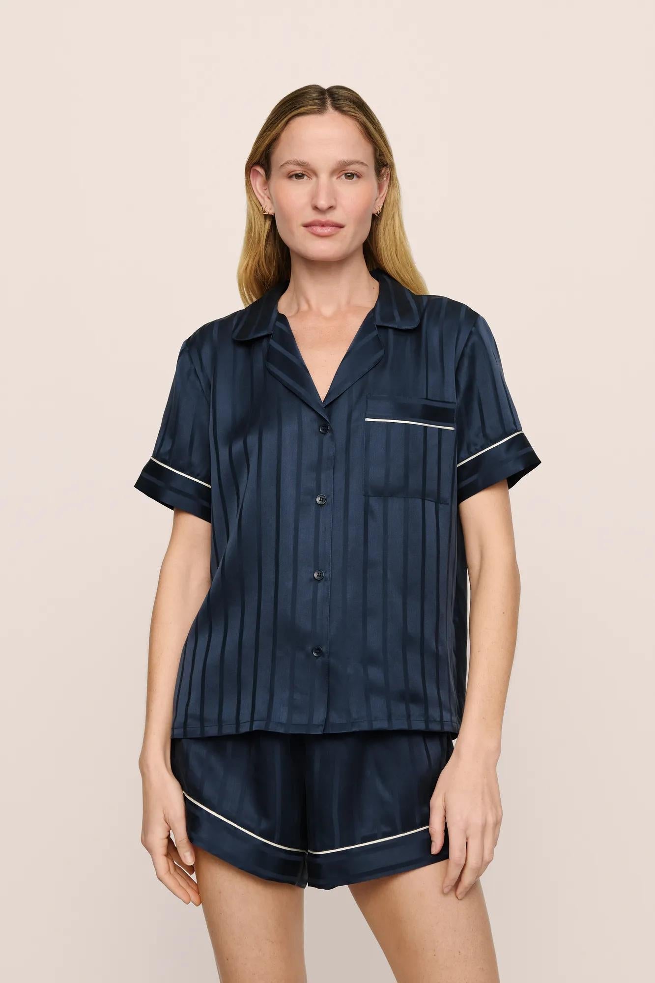 Inez Washable Silk Jacquard Short PJ Set