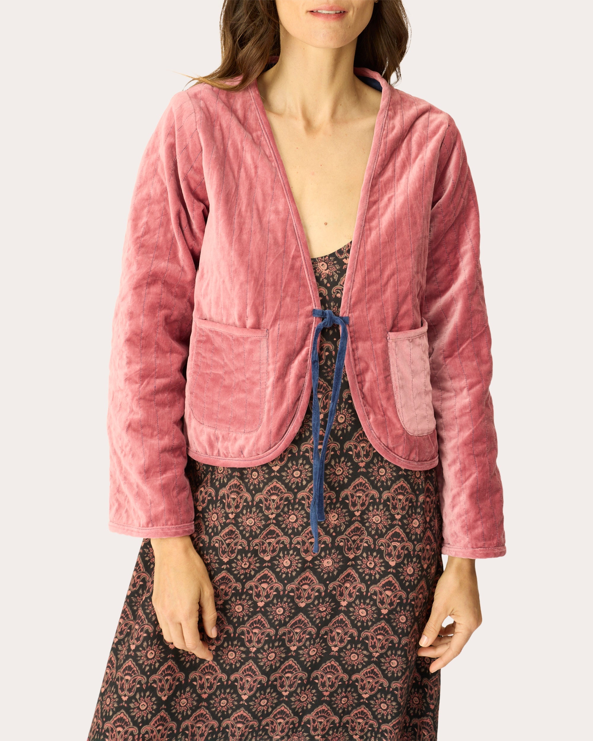 Saskia Reversible Quilted Velvet Crop Jacket