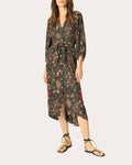 Alex Floral Silk Belted Button-Up Midi Dress