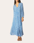 Fiore Fleur de Lis Pleated A-Line Maxi Dress