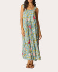 Jasmine Floral Silk Pintuck Tiered Maxi Dress