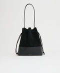 Drawstring Cabas - Black Suede/Black
