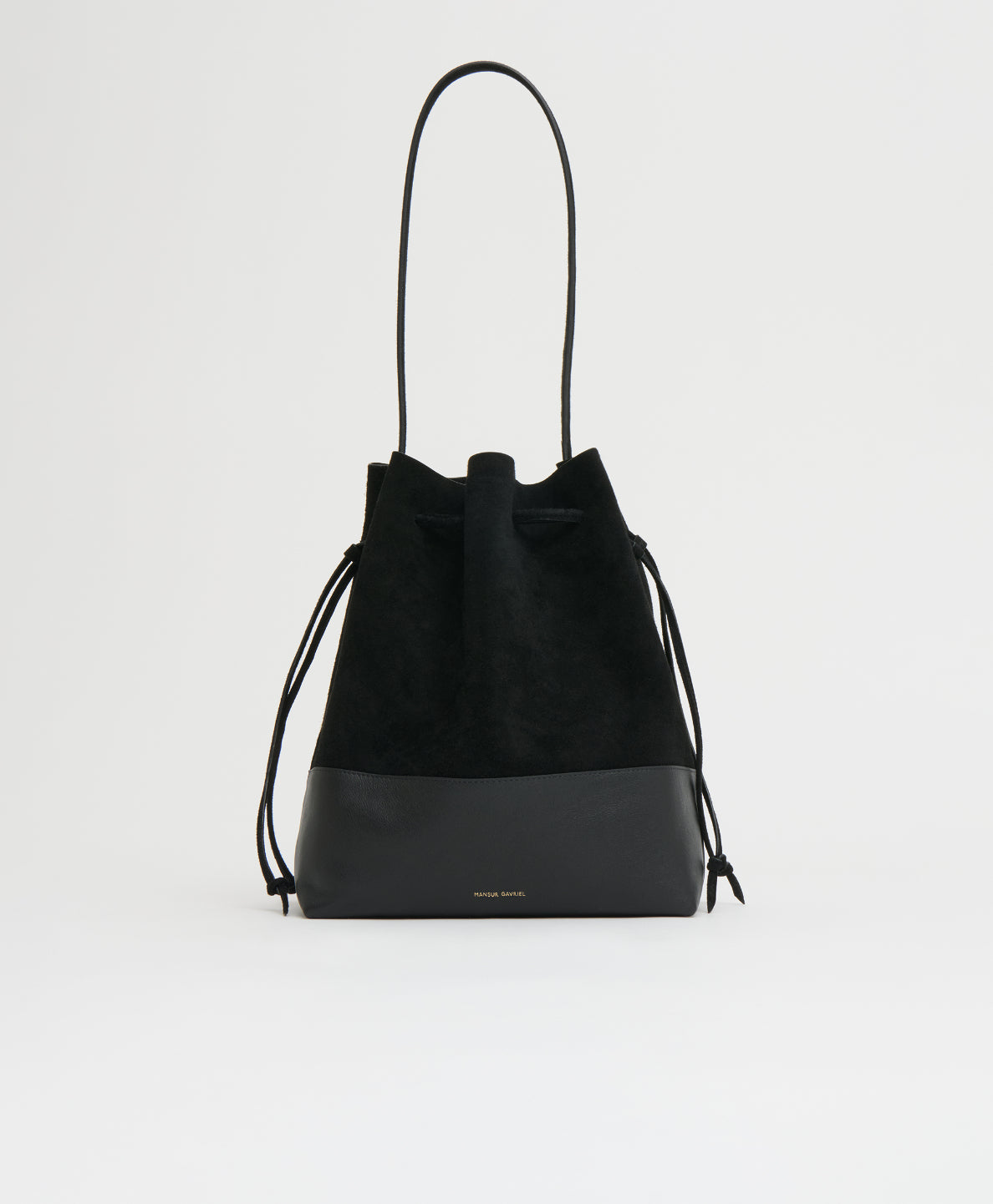 Drawstring Cabas - Black Suede/Black