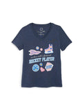 In Love with a Fictional Hockey Player Women's V-Neck T-Shirt (Print Shop)