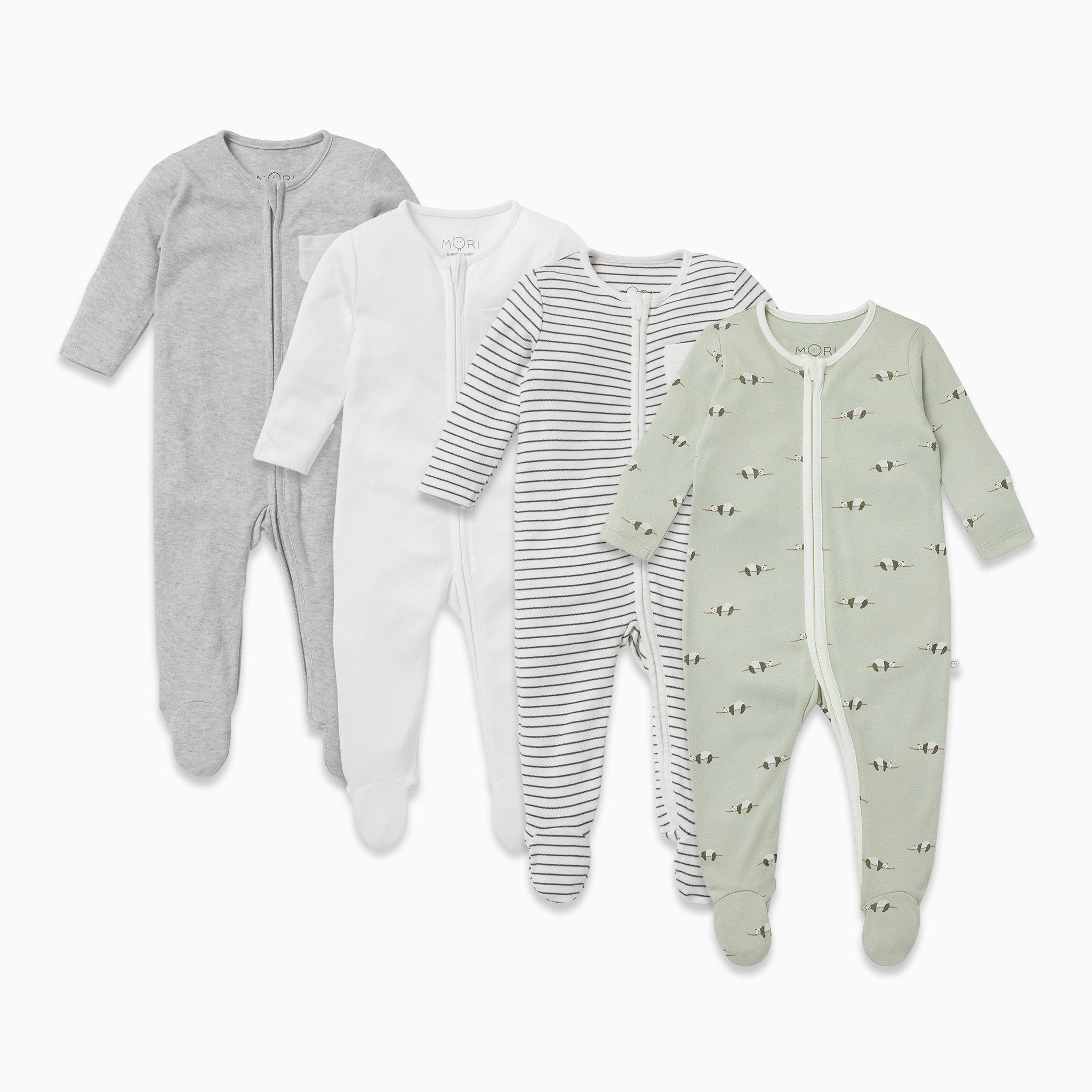 Panda Zip-Up Sleepsuit 4 Pack