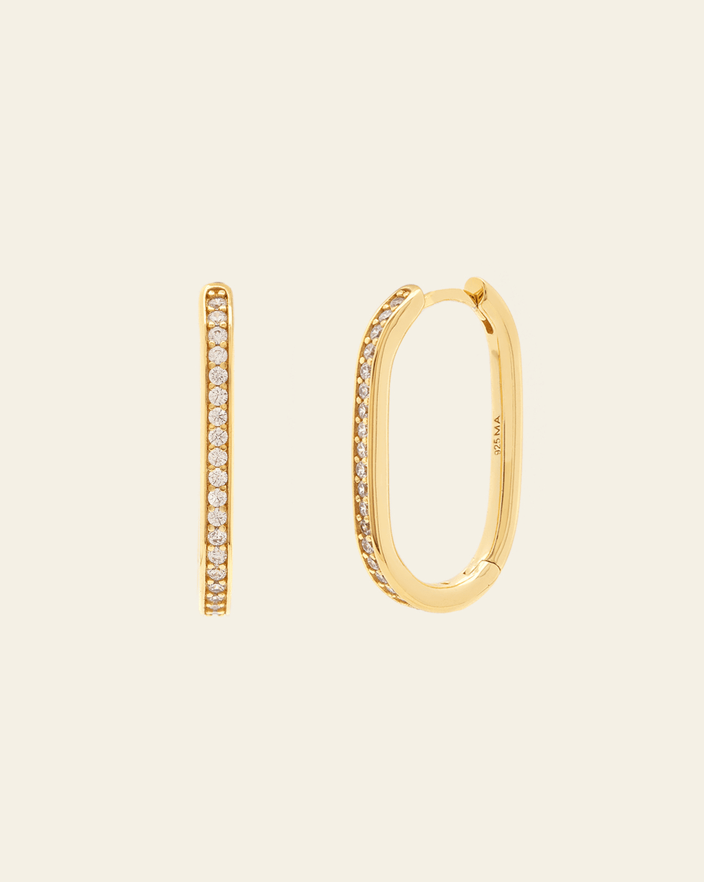 Pave U Link Hoops - Gold Vermeil
