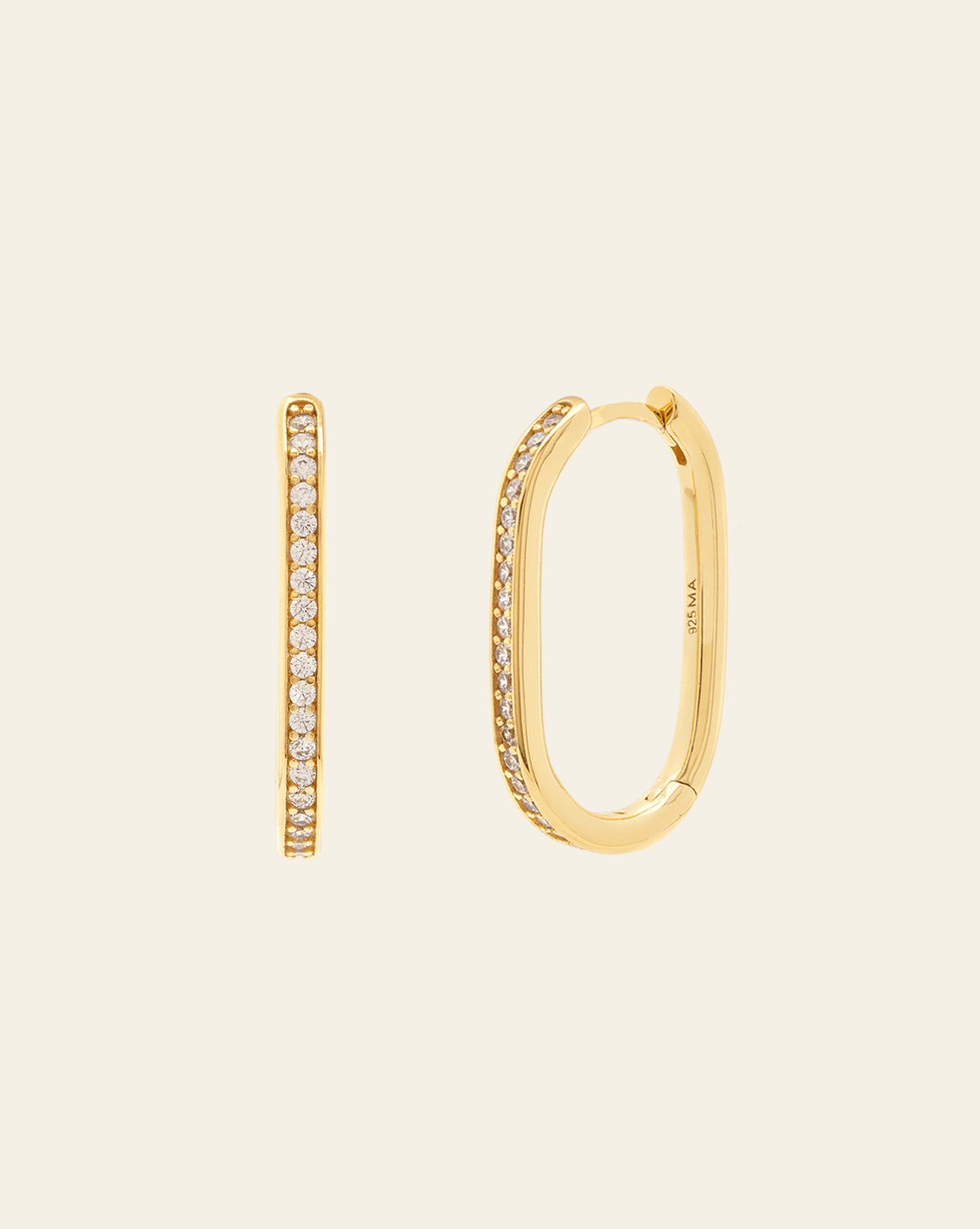 Pave U Link Hoops - Gold Vermeil