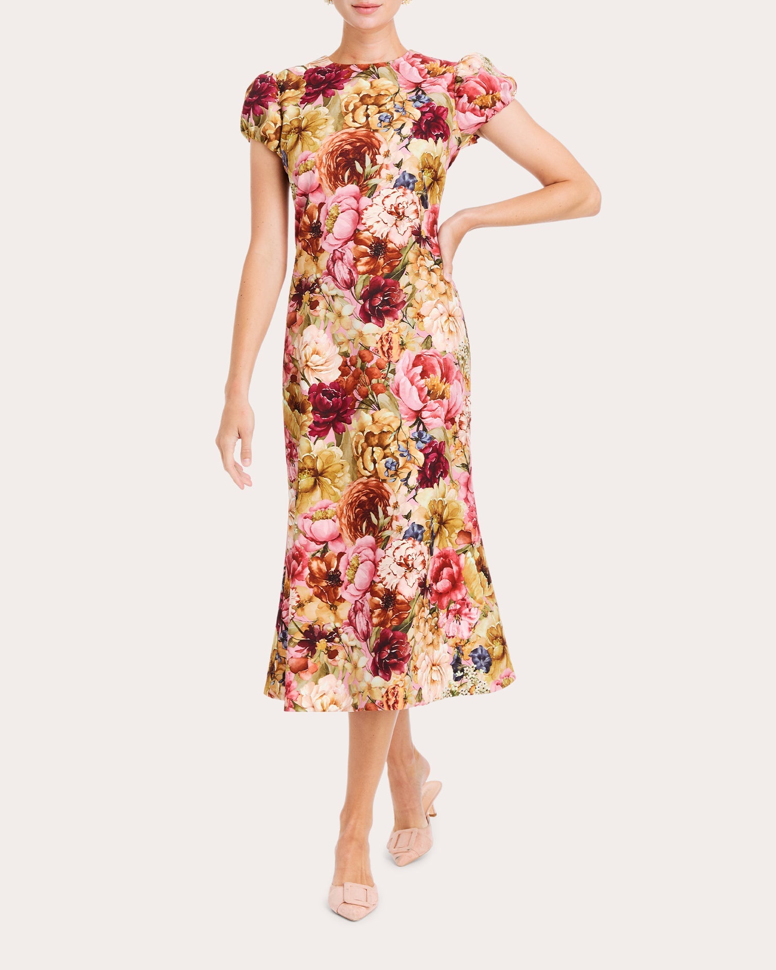 Perla Floral Crepe Midi Dress