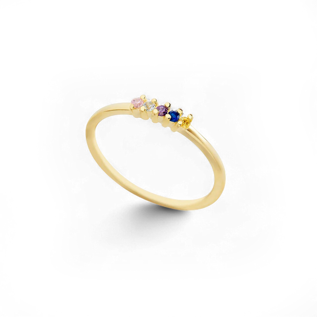 Personalized Dainty Birthstones Ring