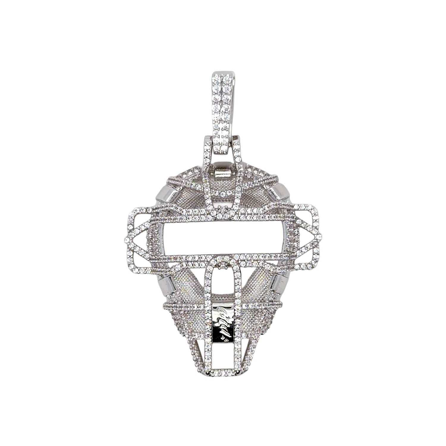 Iced Catchers Mask Baseball Pendant