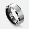 Ridge 8mm Beveled Ring Set - Platinum