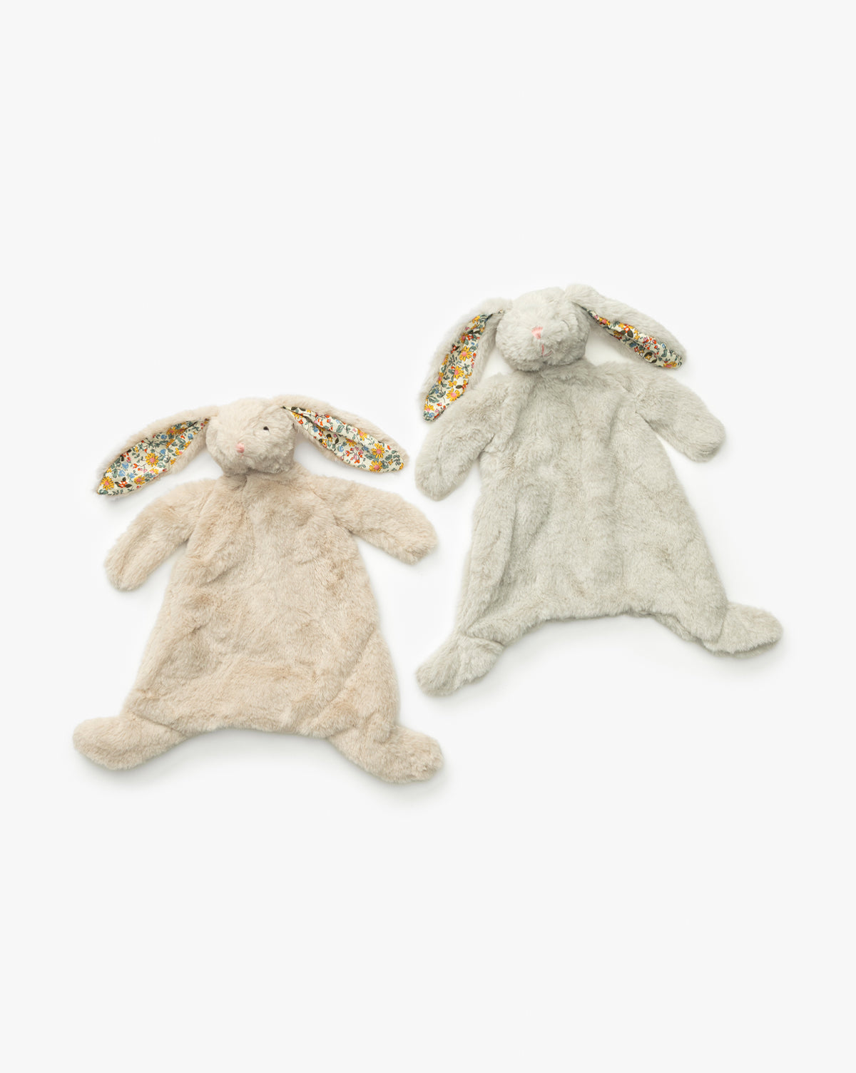Plush Bunny with Floral Patterned Ears (Set of 2)