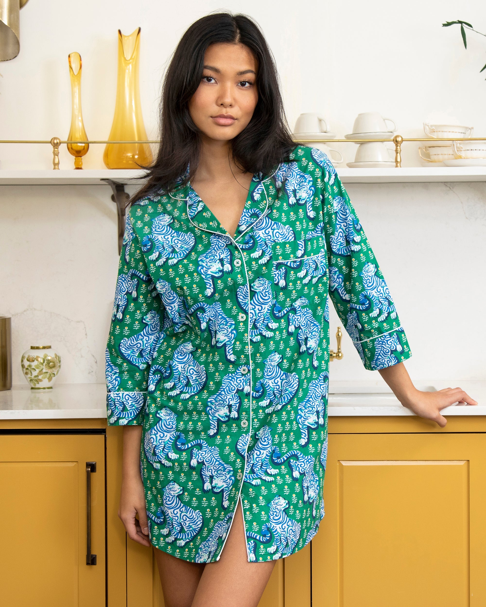 Tiger Queen - Sleep Shirt - Jade