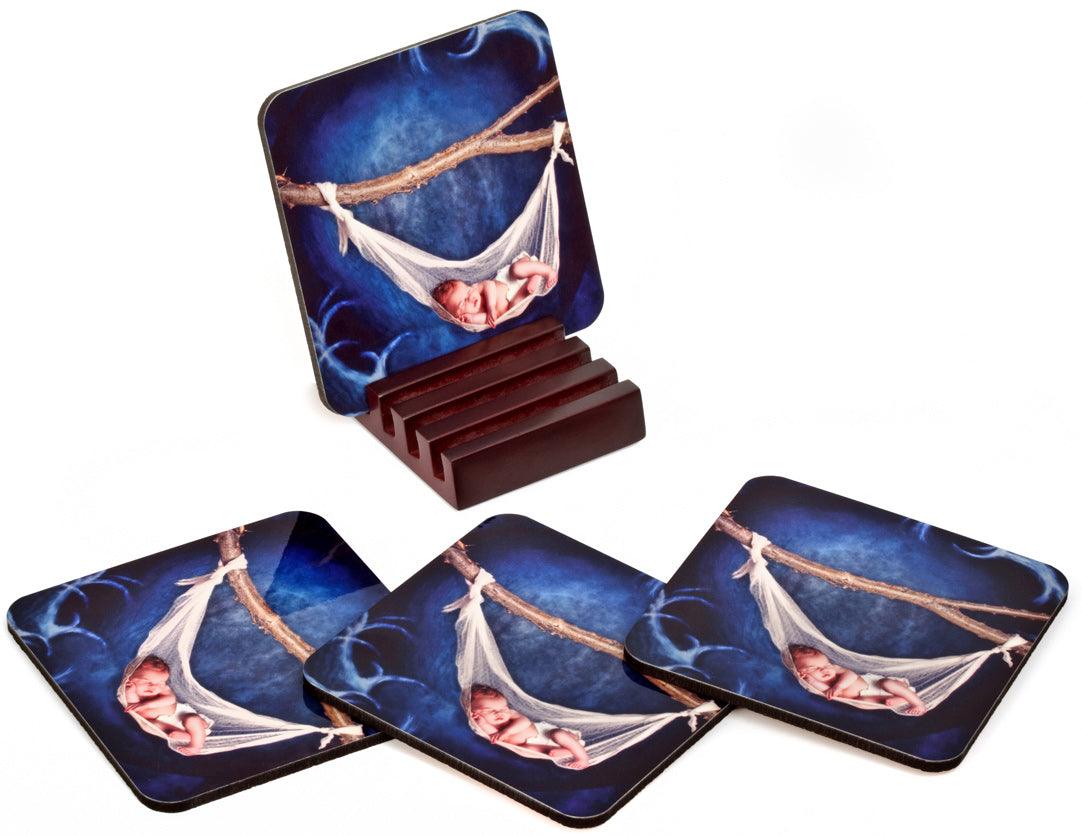 Coasters with Mahogany Stand