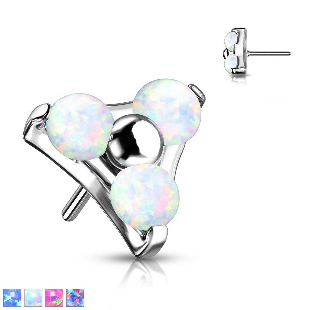 Premium G23 Titanium Triple Claw-Set Opal Threadless Top