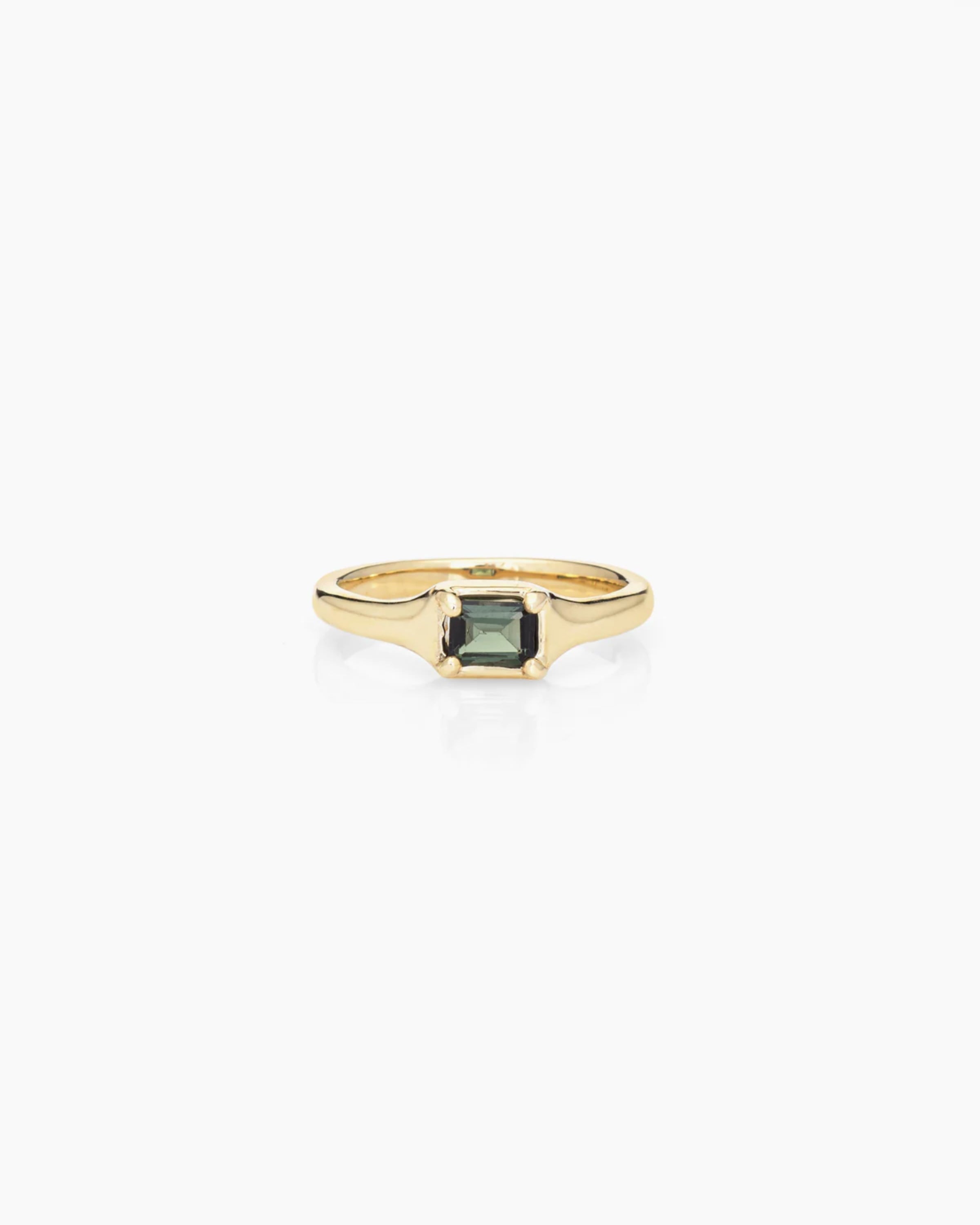 Emerald Cut 14K in Light Green Sapphire Ring