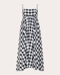 Rachel Gathered-Waist Gingham-Print Cotton Midi Dress