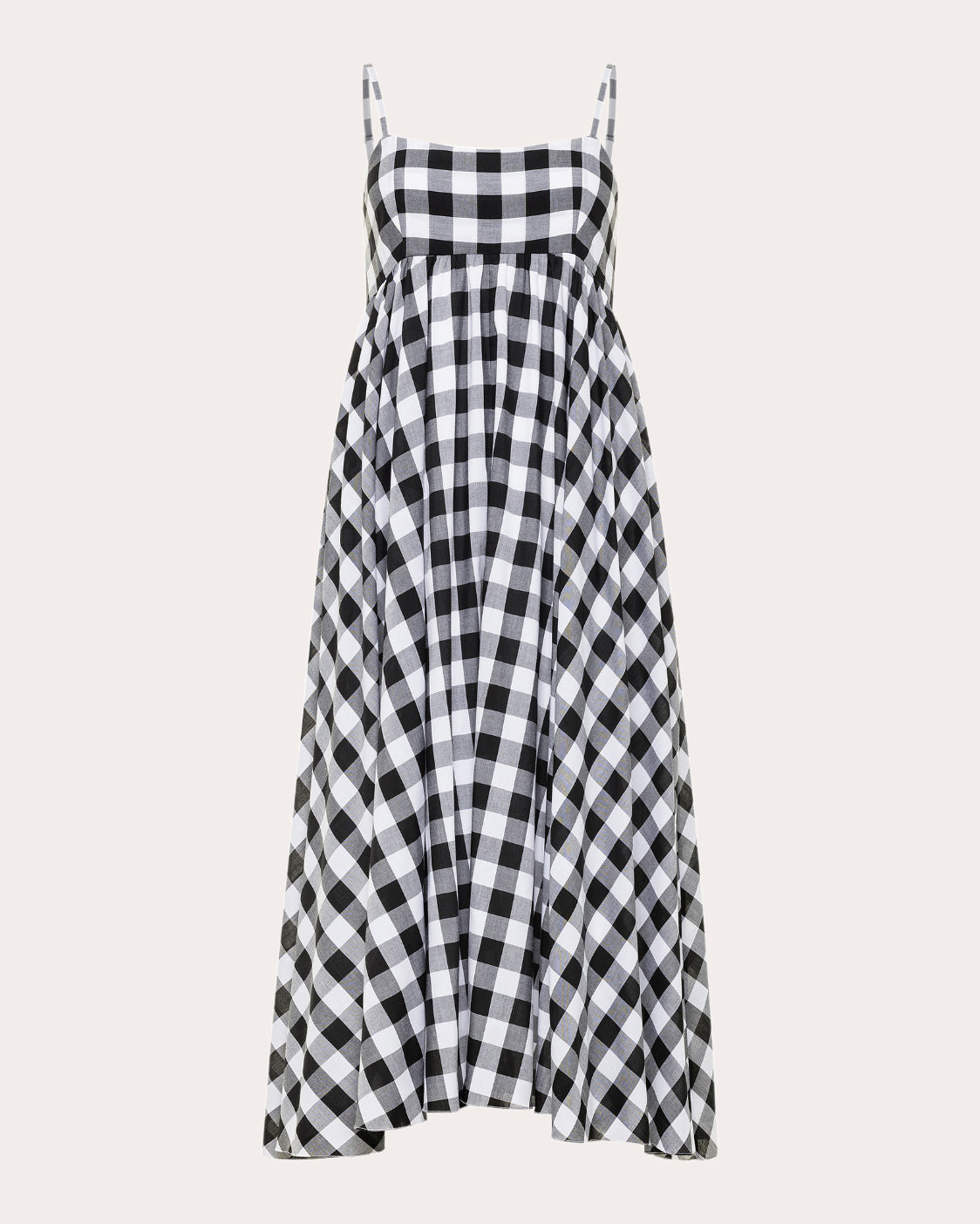 Rachel Gathered-Waist Gingham-Print Cotton Midi Dress