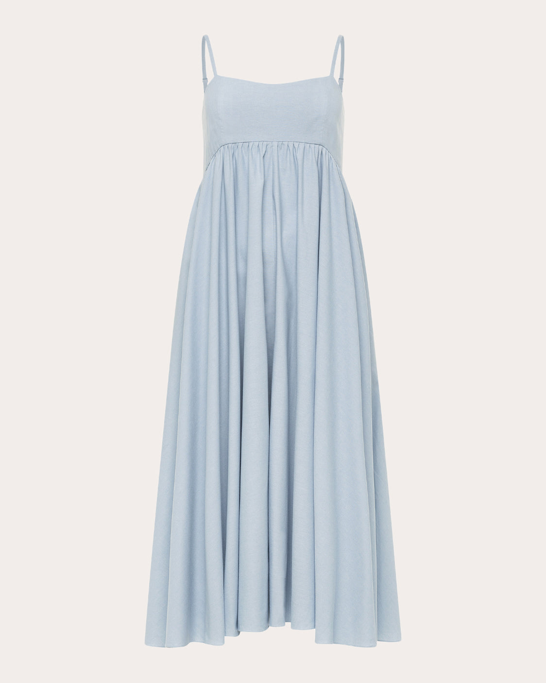 Rachel Gathered Waist Chambray Midi Dress