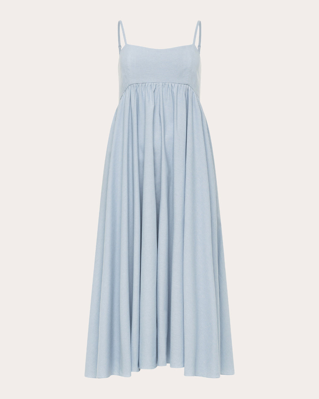 Rachel Gathered Waist Chambray Midi Dress
