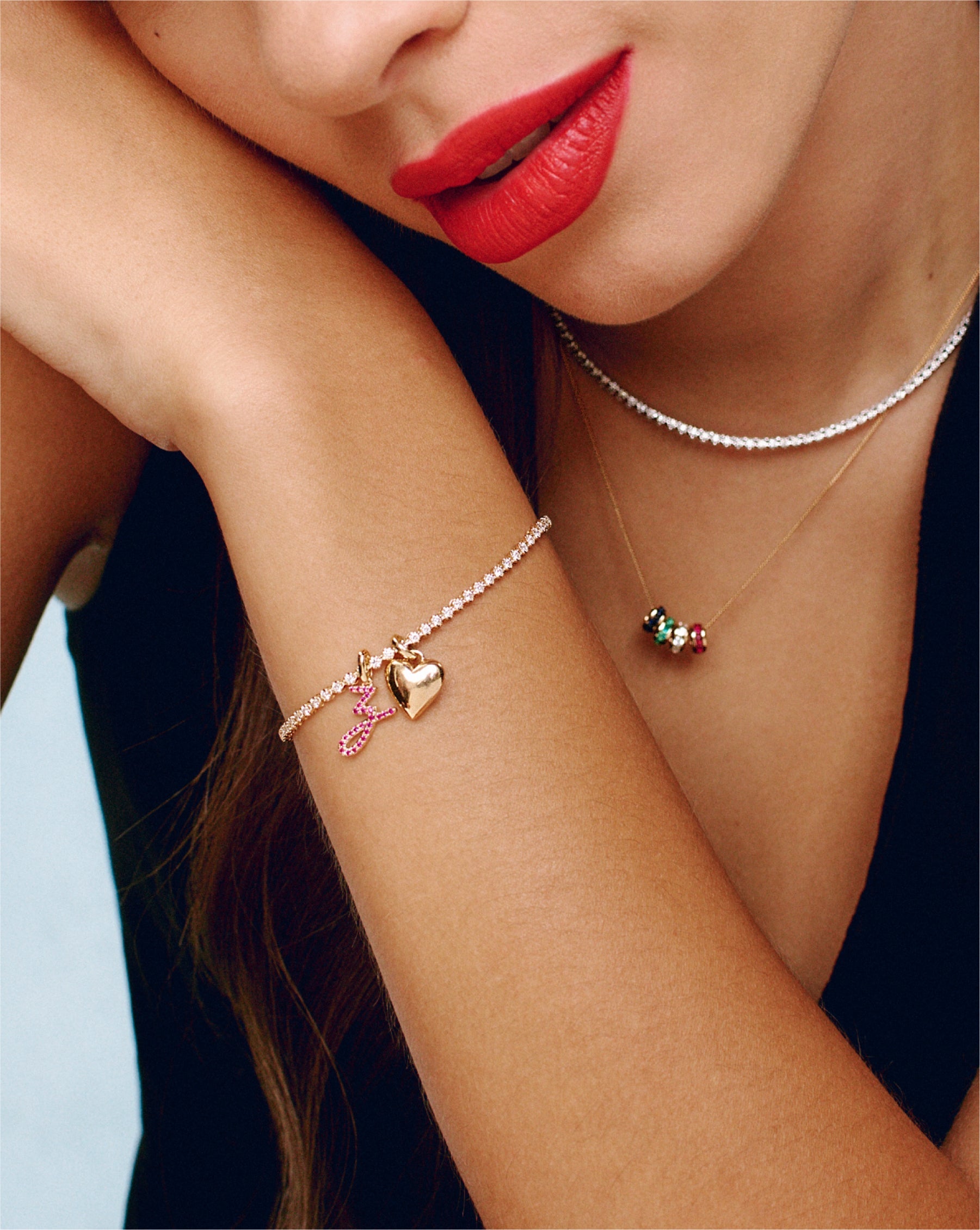 Gemstone Script Initial Pendant