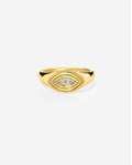 Diamond Evil Eye Signet Ring