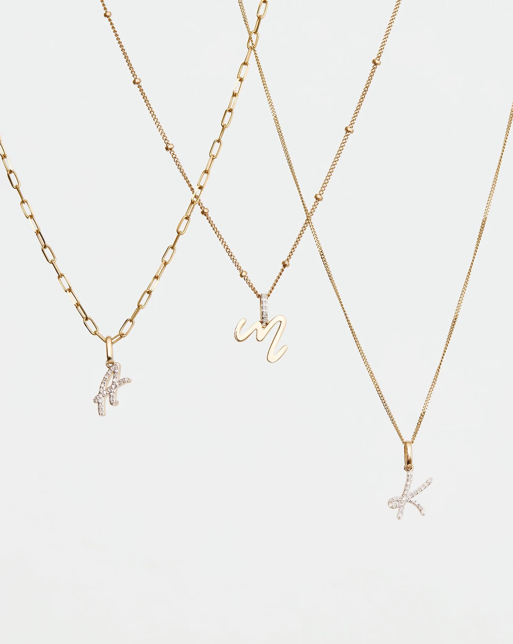 Diamond Script Initial Pendant