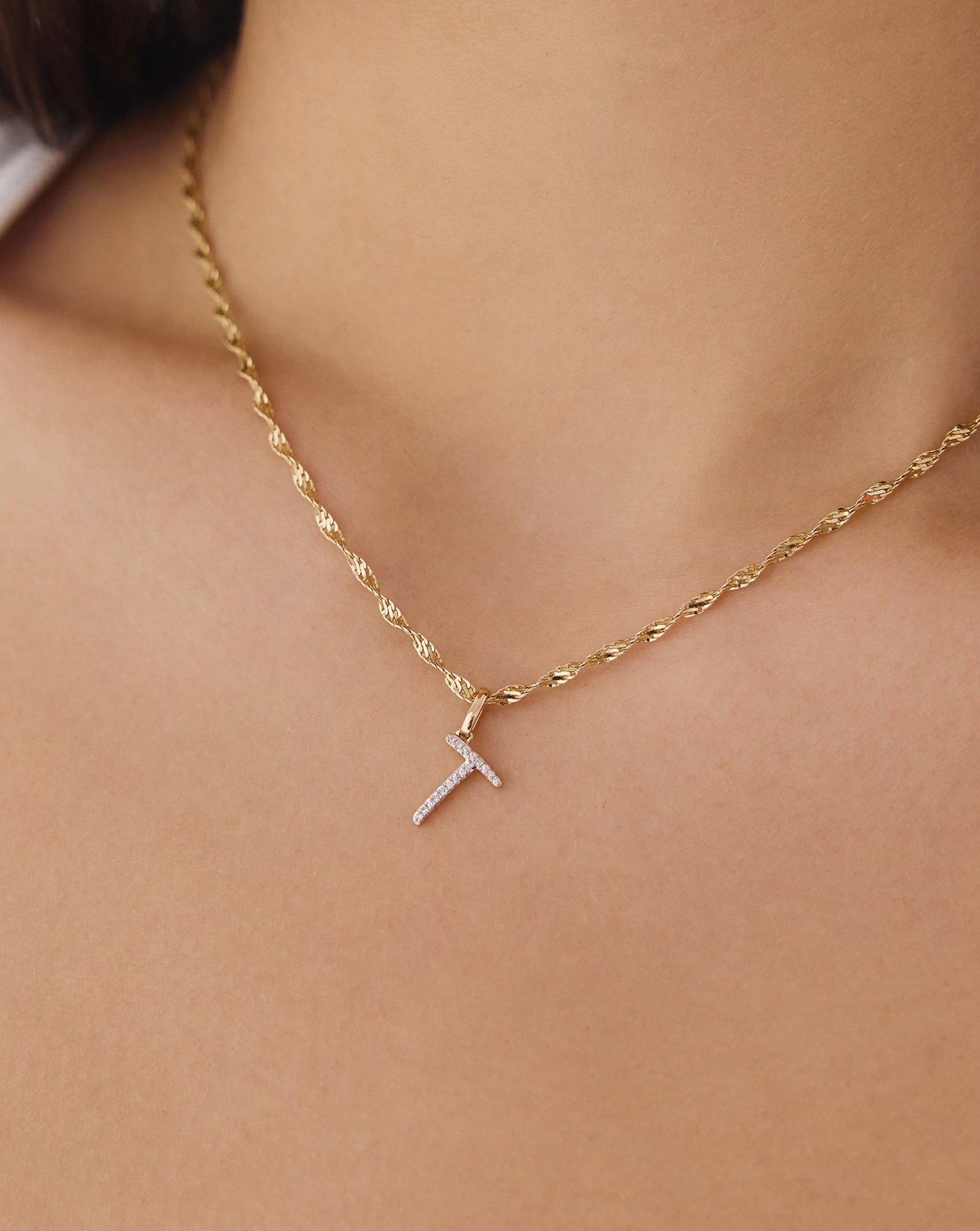 Diamond Script Initial Pendant