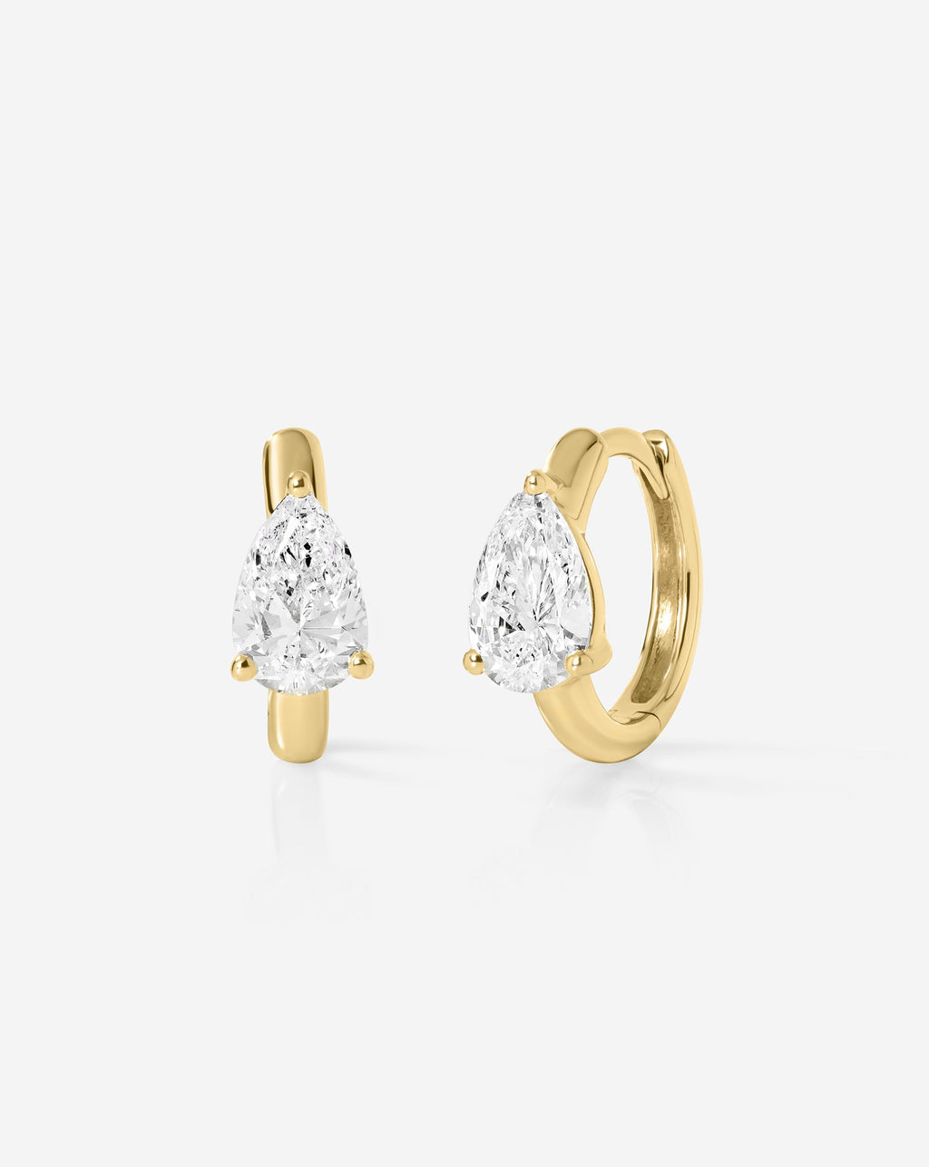Solitaire Pear Lab Diamond Huggies