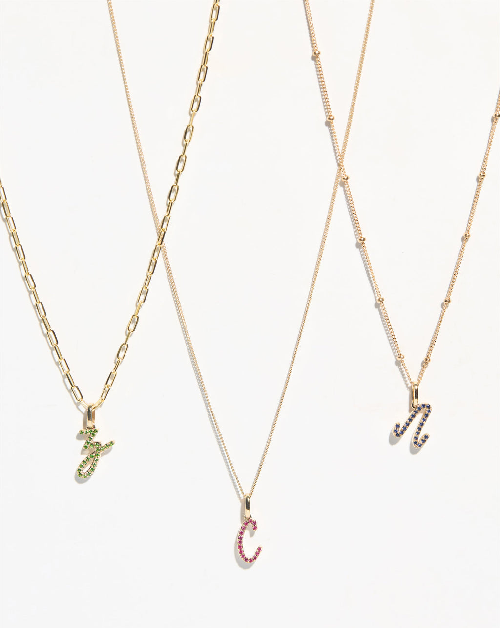 Gemstone Script Initial Pendant