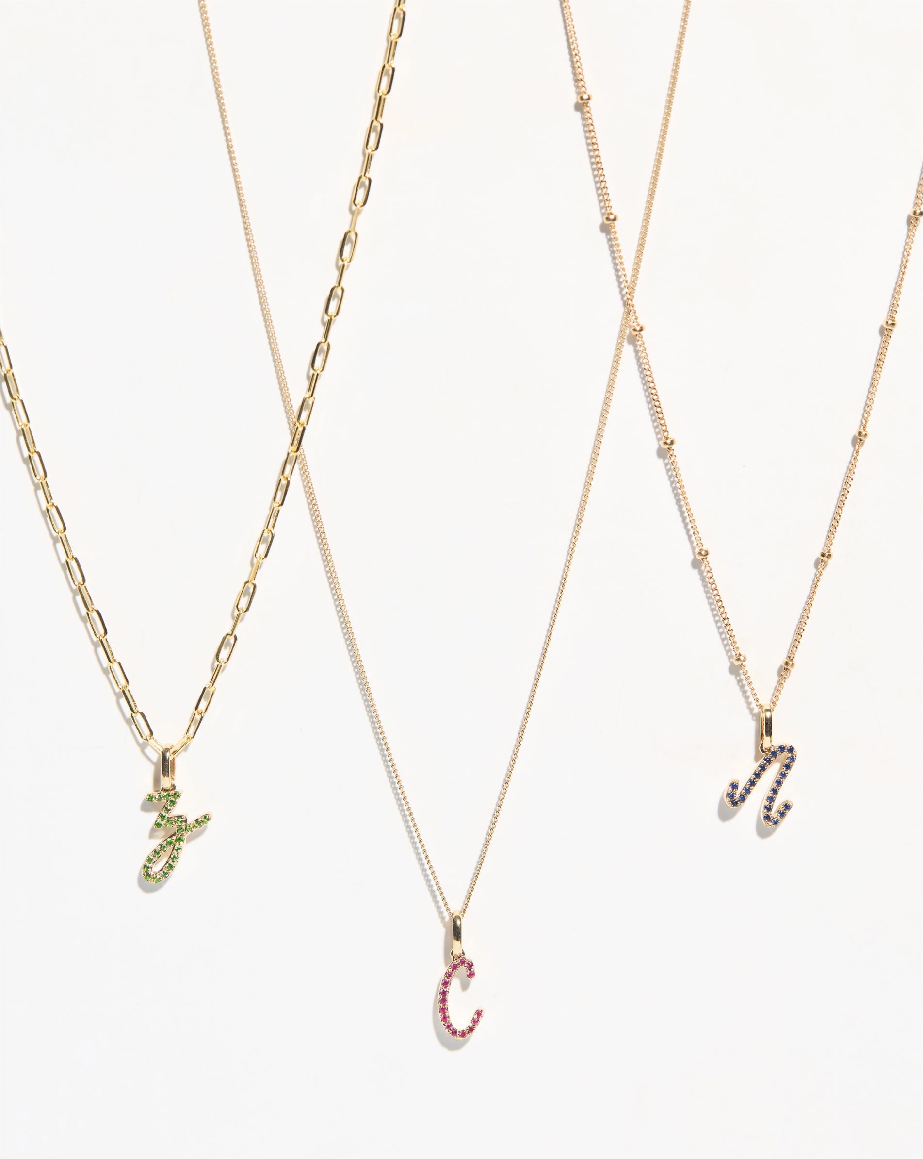 Gemstone Script Initial Pendant