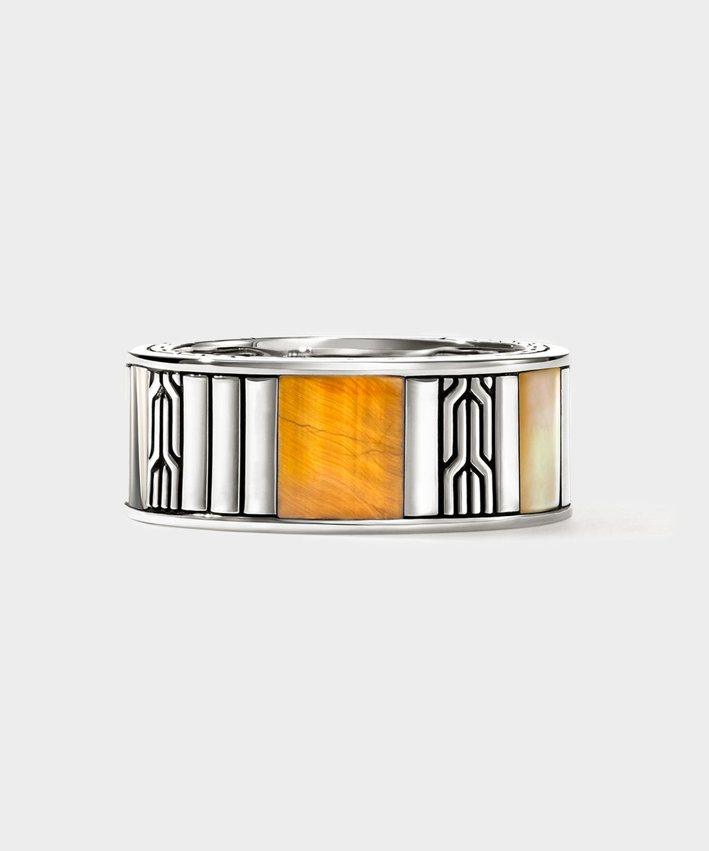 John Hardy Sterling Silver Tiger Eye Icon Band Ring