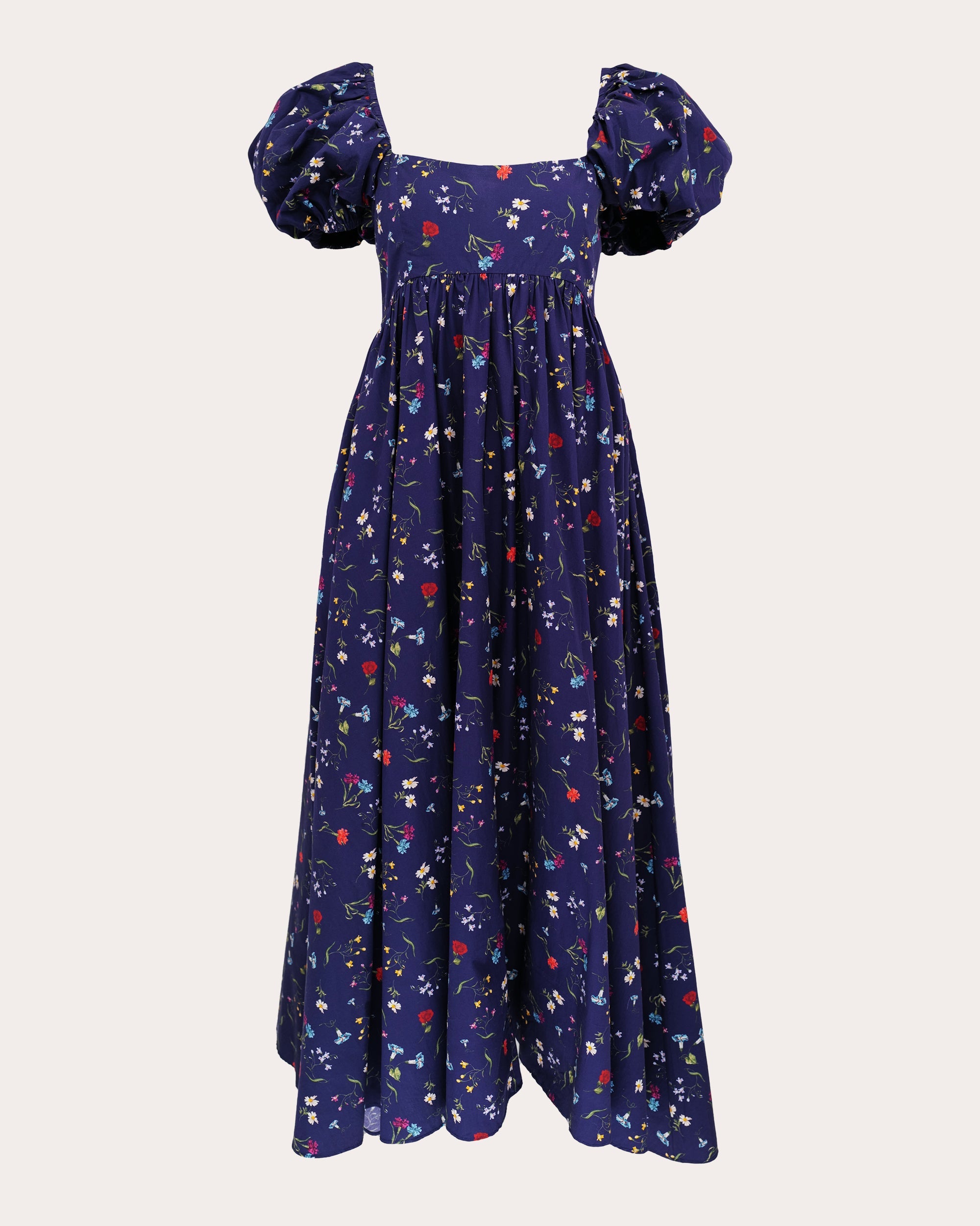 Rory Floral Poplin Puff-Sleeve Midi Dress